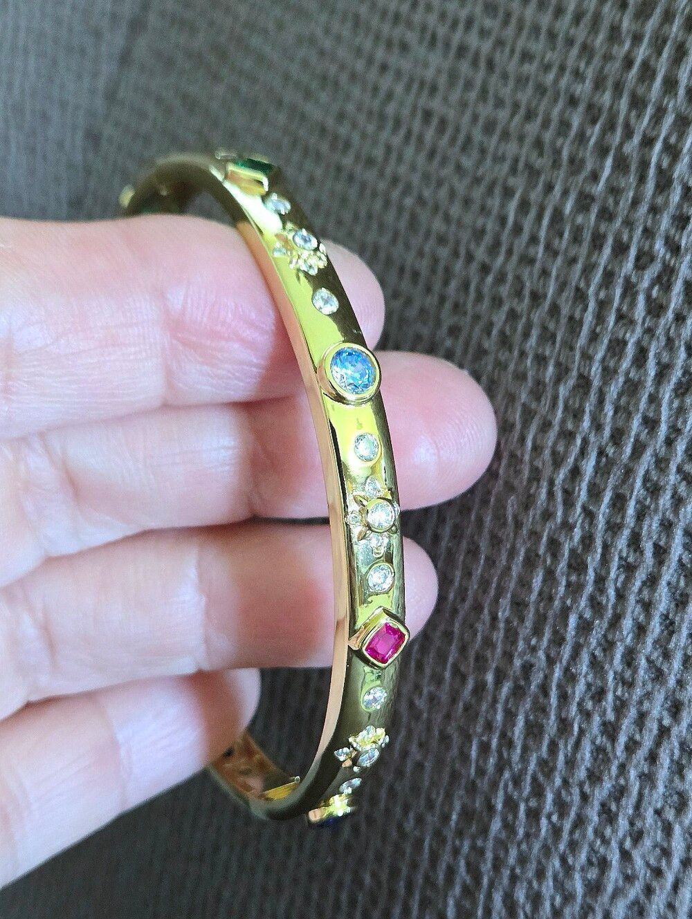 Zeyzey Thin Gold💛 Hinged Bracelet with Cubic Zirconias💎 - NWT - Picture 14 of 16